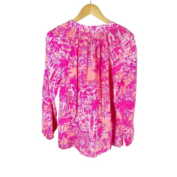 Lilly Pulitzer Elsa Silk Top Cheeky Melon Rule Breakers Size Medium - Picture 2 of 10